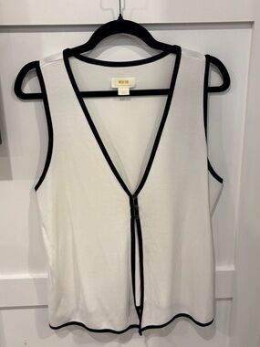 Maeve White Tank with Black Contrast Trim